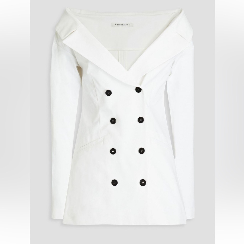 Philosophy di Lorenzo Serafini off-shoulder double-breasted blazer (size 6)
